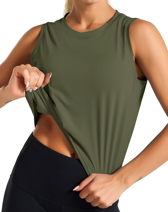 Dragon Fit Womens Sleeveless Workout Tank Tops Cropped Running Yoga Shirts | Ice Silk, Relaxed Fi... | Amazon (US)
