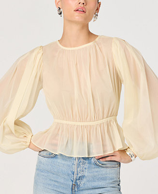ASTR the Label Women's Crew Neck Long-Sleeve Top - Macy's | Macy's