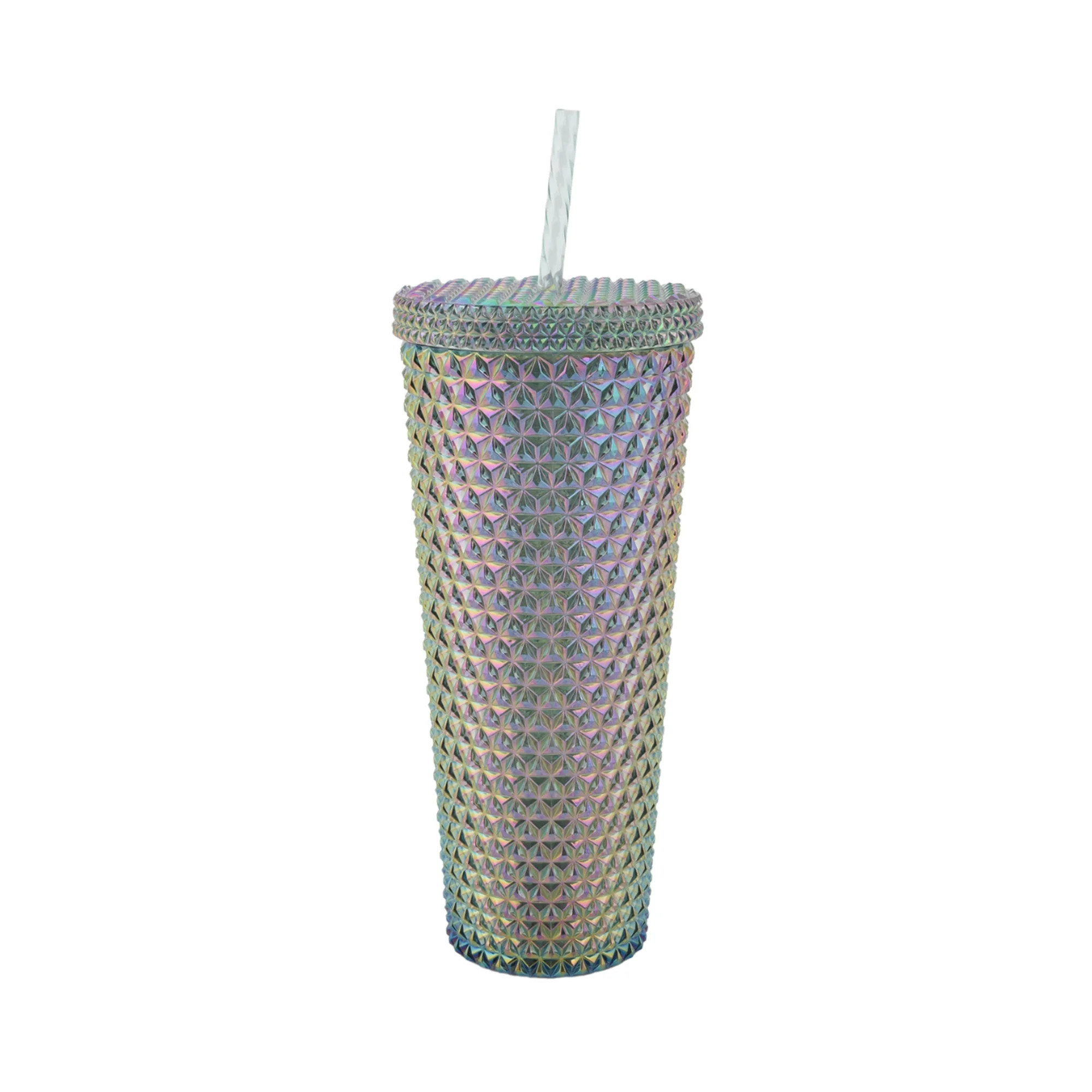 Holiday Time 26-Ounce Acrylic Iridescent Double Wall Tumbler, Green Rainbow | Walmart (US)
