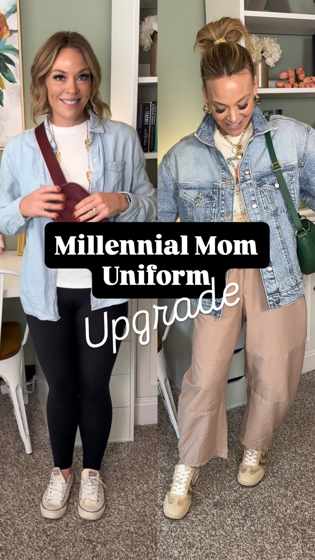 ep.21 millennial mom uniform upgrade😎

this outfit isn’t wrong… it’s just a little stuck in 2016 🤍

leggings + chambray + crossbody belt bag had its moment
(and honestly… we lived in it)

but if you’ve been feeling like your outfits aren’t hitting the same anymore… this is why

we’re not changing everything
we’re just upgrading the pieces

→ swap the leggings for a barrel leg pant (comfy like sweats but looks styled)
→ trade the chambray for an oversized denim jacket
→ add a cropped graphic tee for a little personality
→ ditch the low top chucks for a clean neutral sneaker
→ and the biggest one… retire the belt bag as a crossbody and grab a real bag again 🙃

same comfy vibe
just way more current, cool, and intentional

this is how you start feeling like yourself again without overthinking it

follow along for millennial mom outfit ideas that actually work for real life 🤍

#millennialmomstyle #momuniform #momstyle #everydayoutfits #casualoutfits #effortlessstyle #comfystyle #stylednotfrumpy #momlifeoutfits #everydaystyle #modernmomstyle #wearablefashion #simpleoutfits #realoutfits #over40style #over30style #widlegpants #barreljeans #denimjacketoutfit #howtostyle