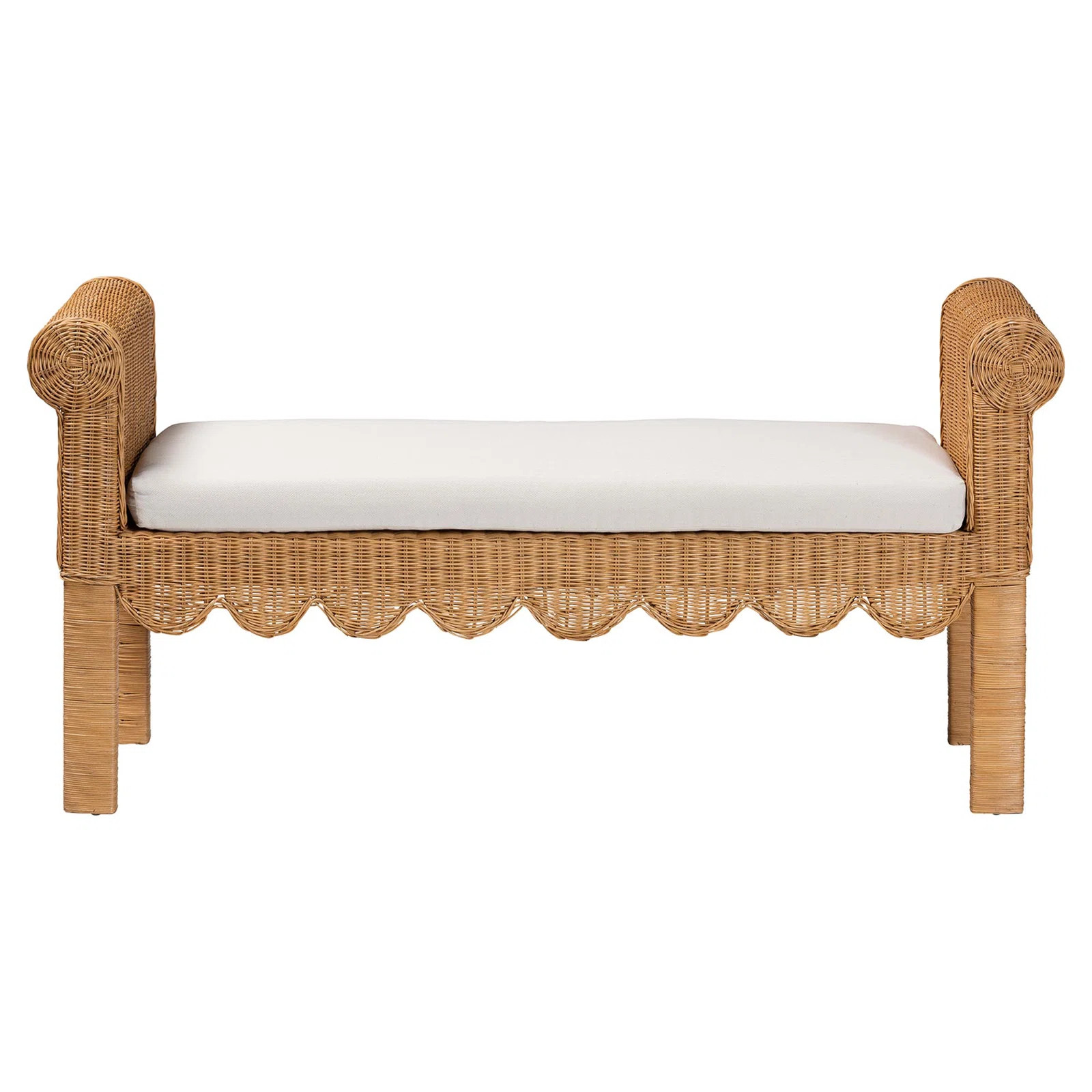 Bayou Breeze Bali & Pari Reiko Handwoven Natural Rattan Bench With Scalloped Detailing – Boho F... | Wayfair North America