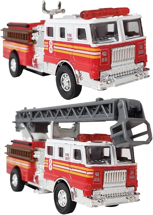 ArtCreativity 5.5 Inch Fire Truck Toys - Set of 2 - Pull Back Firetruck Toys 3-5 Years Old Boys a... | Amazon (US)