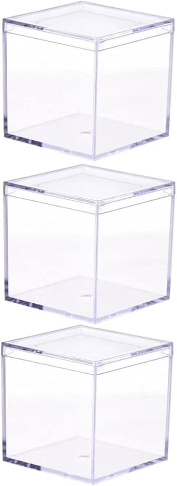 DKAOVH 3 Packs Clear Favor Boxes With Lid,food grade acrylic box, Plastic Gift Box,2.5x2.5x2.5 In... | Amazon (US)