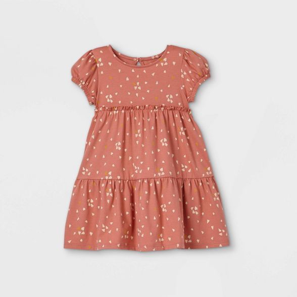 Toddler Girls' Heart Short Sleeve Dress - art class™ Coral | Target