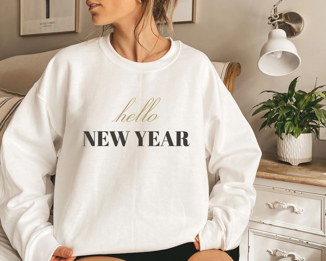 Hello New Years Sweatshirt Womens Nye Shirt Cheers New Year - Etsy | Etsy (US)