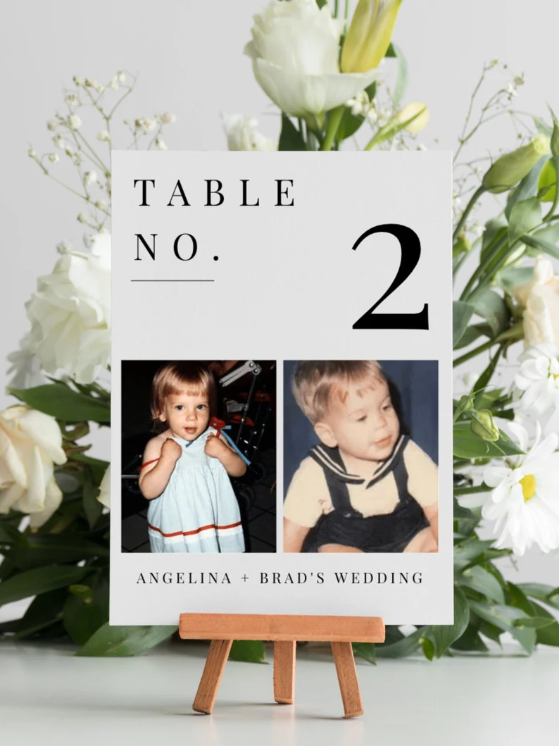 Wedding Table Numbers Custom Photos Baby Pictures Instant Download & Easy to Customize - Etsy | Etsy (US)