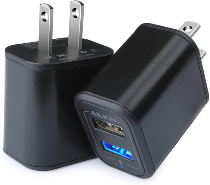 USB Power Adapter, Wall Plug, Ailkin 2-Pack 5V/2.1A Fast Charging Cell Phone Cube Home/Travel Wal... | Amazon (US)