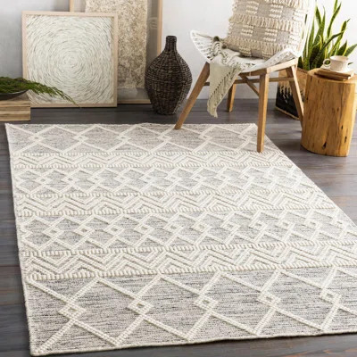 Latrissa Moroccan Handmade Flatweave Wool Charcoal/Cream Area Rug | Wayfair Professional