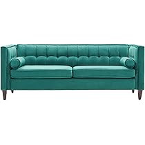Dreamsir 78'' W Velvet Sofa, Mid-Century Love Seats Sofa Furniture with Bolster Pillows, Button Tuft | Amazon (US)