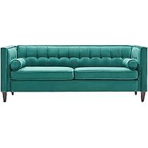 Dreamsir 78'' W Velvet Sofa, Mid-Century Love Seats Sofa Furniture with Bolster Pillows, Button Tuft | Amazon (US)