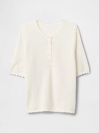 Linen-Blend Pointelle Henley Top | Gap (US)