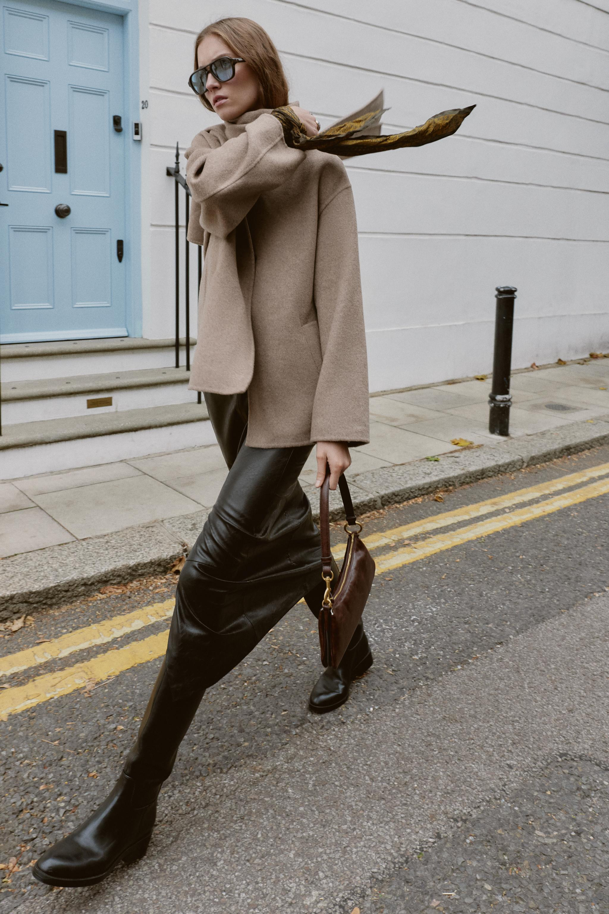 KURZER MANTEL MIT SCHAL UND WOLLMISCHUNG | Zara DE