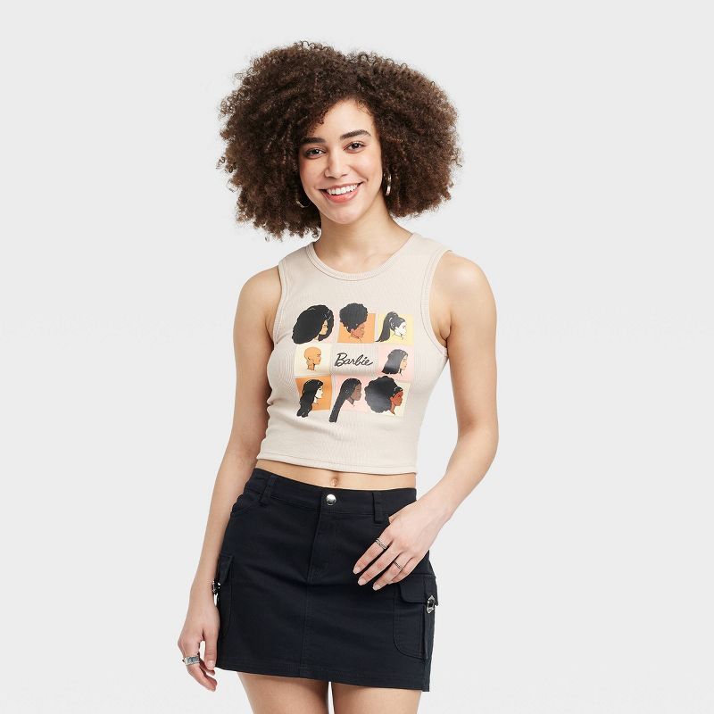 Women's Shades of Barbie Graphic Tank Top - Tan | Target