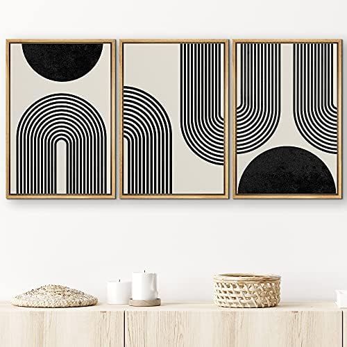 SIGNLEADER Framed Canvas Print Wall Art Spiral Parabolas & Solid Semi Circle Geometric Shapes Drawin | Amazon (US)