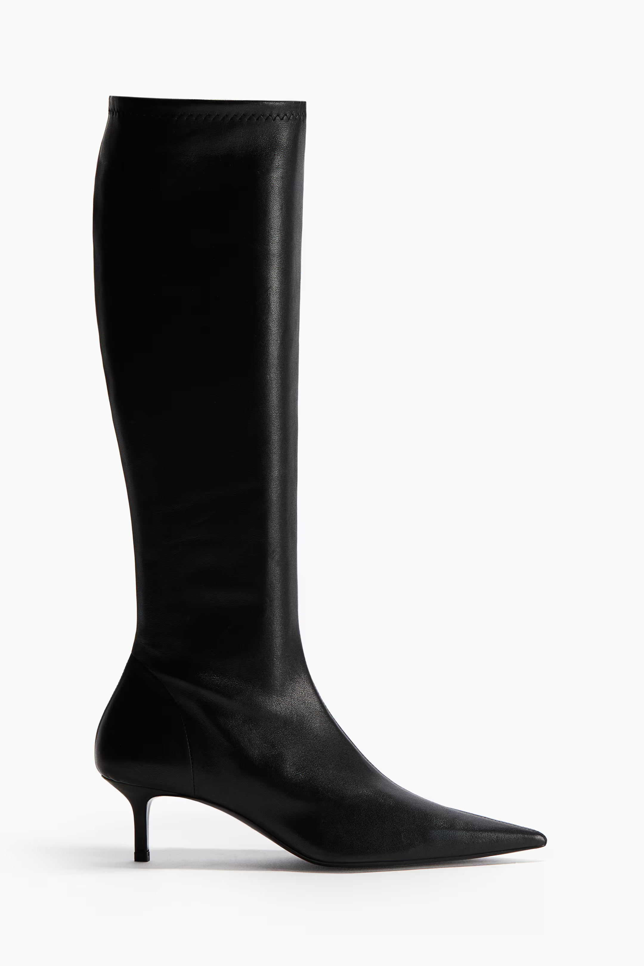 Heeled leather sock boots - Black - Ladies | H&M GB | H&M (UK, MY, IN, SG, PH, TW, HK)