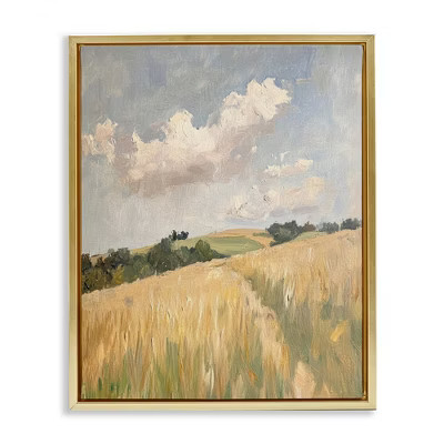 Stupell Industries Walked Through Wheat Floating Frame Canvas Art, Gold, 25" x 31" | Target