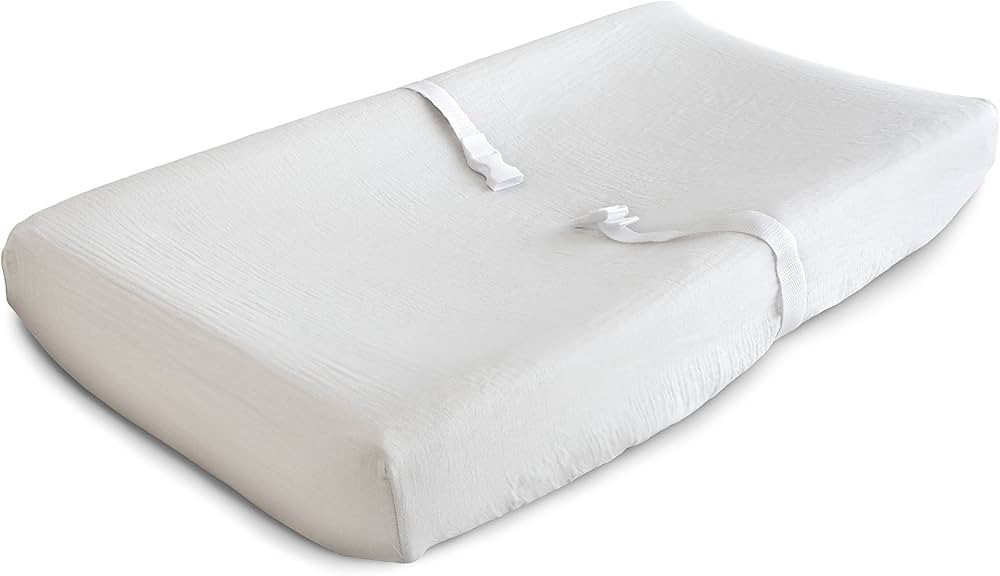mushie Extra Soft Muslin Fitted Changing Pad Cover (White) | Amazon (US)