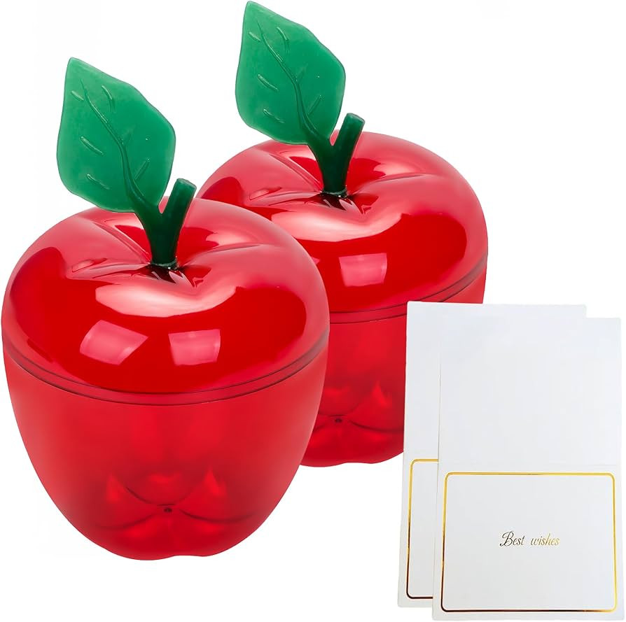 TIEYIPIN Large Red Apple Container with Blank Cards, Plastic Apple Shaped Gift Box Candy Jar, Bac... | Amazon (US)
