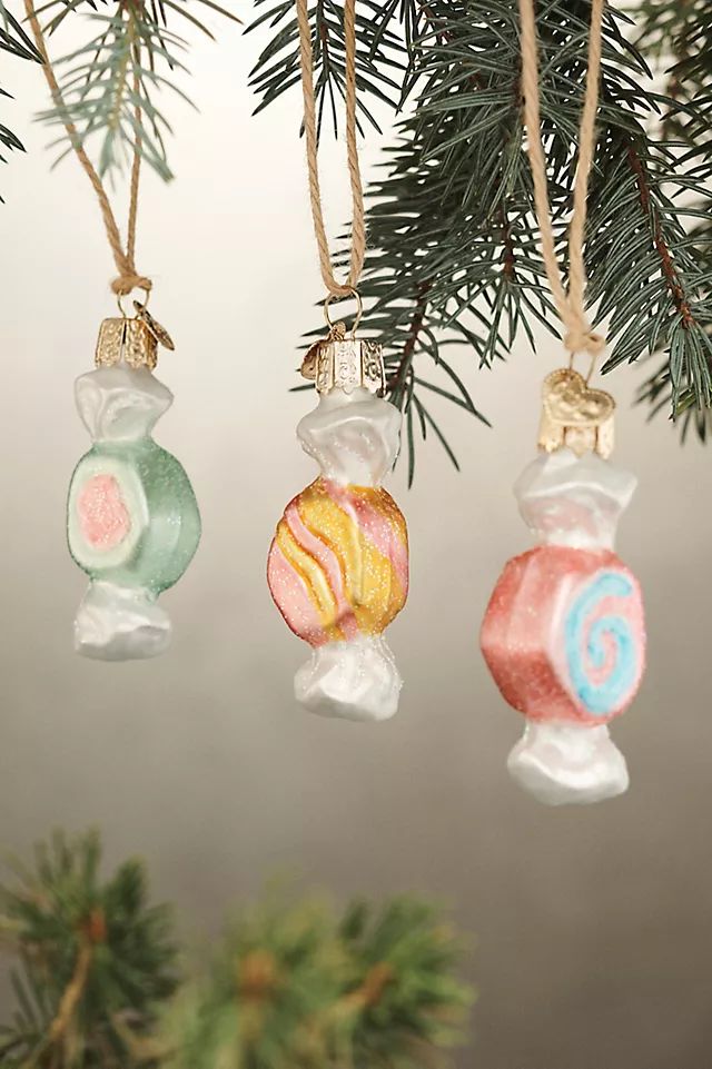 Taffy Candy Glass Ornaments, Set of 3 | Anthropologie (US)