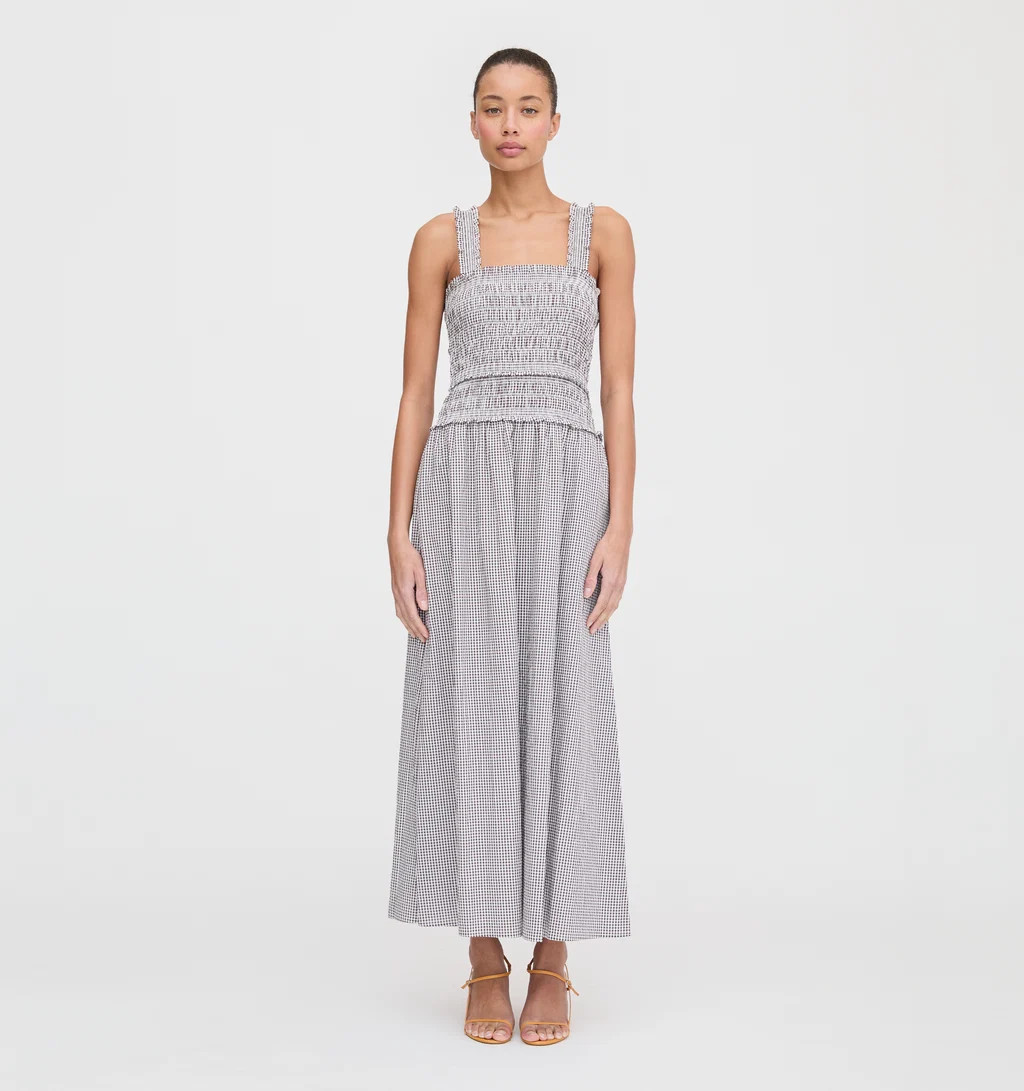 The Azalea Maxi Nap Dress - Chocolate Gingham | Hill House Home US