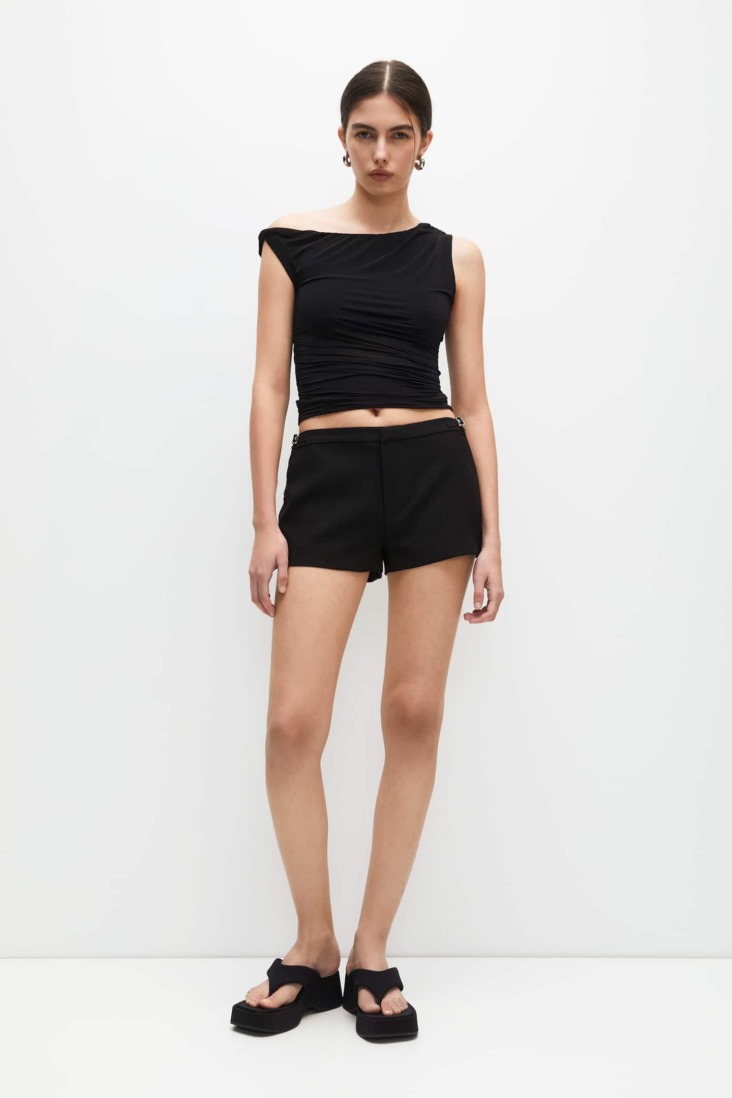 Strappy top with turn-down detail | PULL and BEAR UK