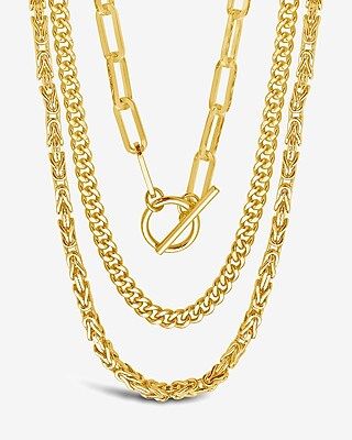 Sterling Forever Triple Layer Toggle & Chain Necklace | Express