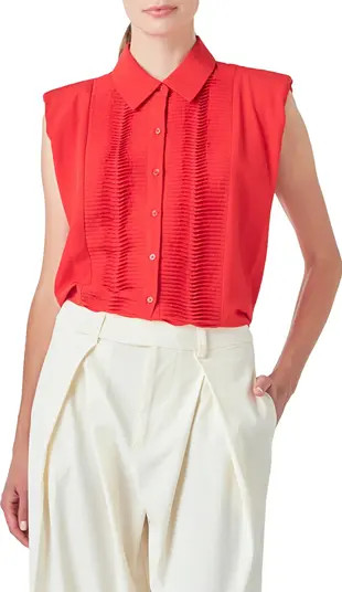 Endless Rose Pintuck Sleeveless Button-Up Shirt | Nordstrom | Nordstrom