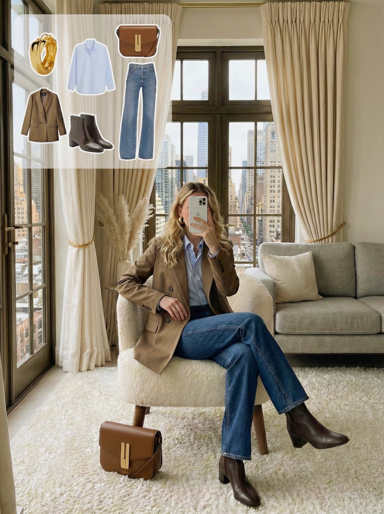 ✨ Effortless Everyday Classic ✨

A timeless, easy look built around warm neutrals and classic denim. The tailored blazer adds structure while the crisp button down keeps things polished and relaxed. Paired with straight leg jeans and heeled ankle boots for a clean, versatile silhouette that works anywhere.

Finished with gold hoops and a structured brown bag for an elevated touch that still feels effortless.

🤍 Style Notes:
• Tailored blazer for instant polish
• Classic button down for everyday wear
• Straight leg denim for a timeless fit
• Heeled ankle boots to elevate the look
• Structured bag to pull it all together

Everything linked and ready to shop ✨