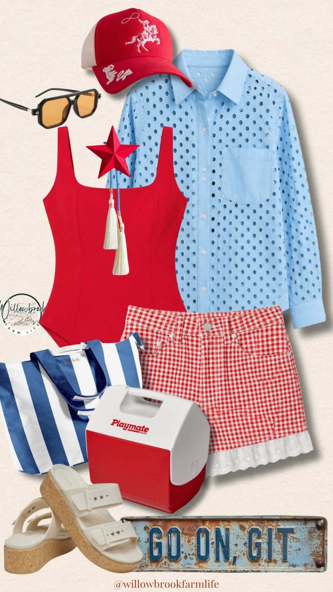 Memorial Day is almost here! Do you your outfit ready? This fabletics swim suit is a must have! It’ll suck you in at all the right places! 
 Shorts and an oversized button down is the comfy, cute look for summer. 
Who remembers playmate coolers!

#LTKSeasonal #LTKSwim #LTKU