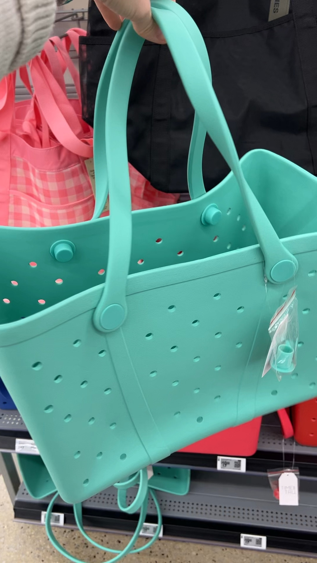 Bogg bag look for less back at Walmart! I got one last year and really loved it; towards the end of summer one of the caps that holds the strap in place fell off (you can easily reattach them but since I lost it, I couldn’t fix the strap). Anyways it’s made me consider buying a real Bogg bag, but for $20 you can’t go wrong! 