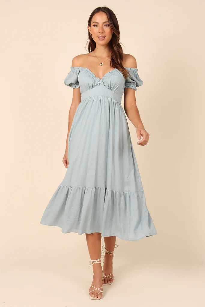 Elidy Short Puff Sleeve Maxi Dress - Dusty Blue | Petal & Pup (US)