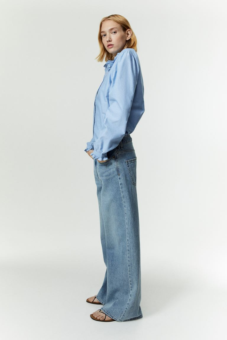 Camicetta Oxford con bordi a volant - Blu - DONNA | H&M IT | H&M (FR, IT, ES, PT, BE)