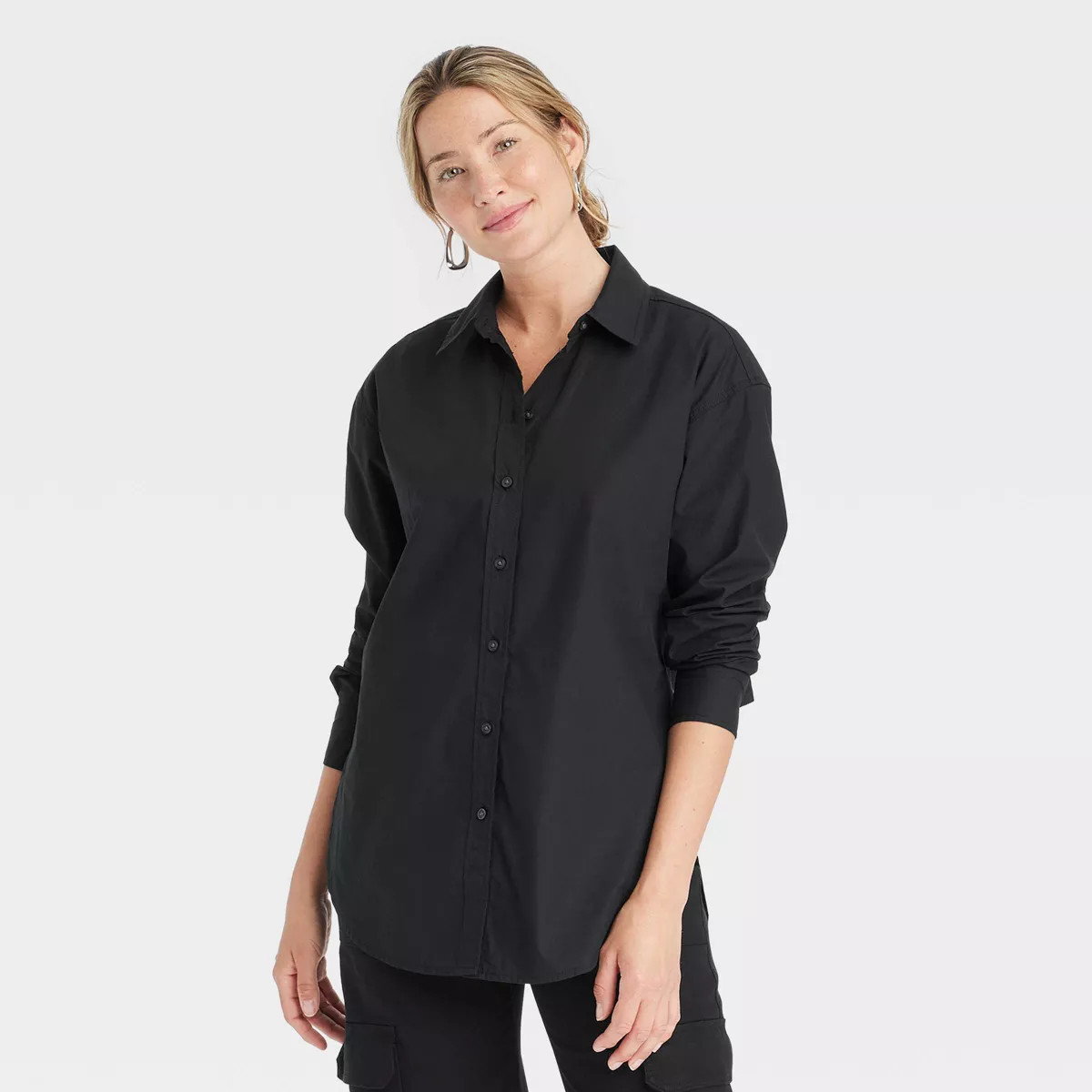 Women's Oversized Long Sleeve Collared Button-Down Shirt - Universal Thread | Target