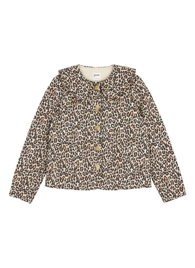 Brooke Leopard Print Quilted Collared Jacket | Joanie