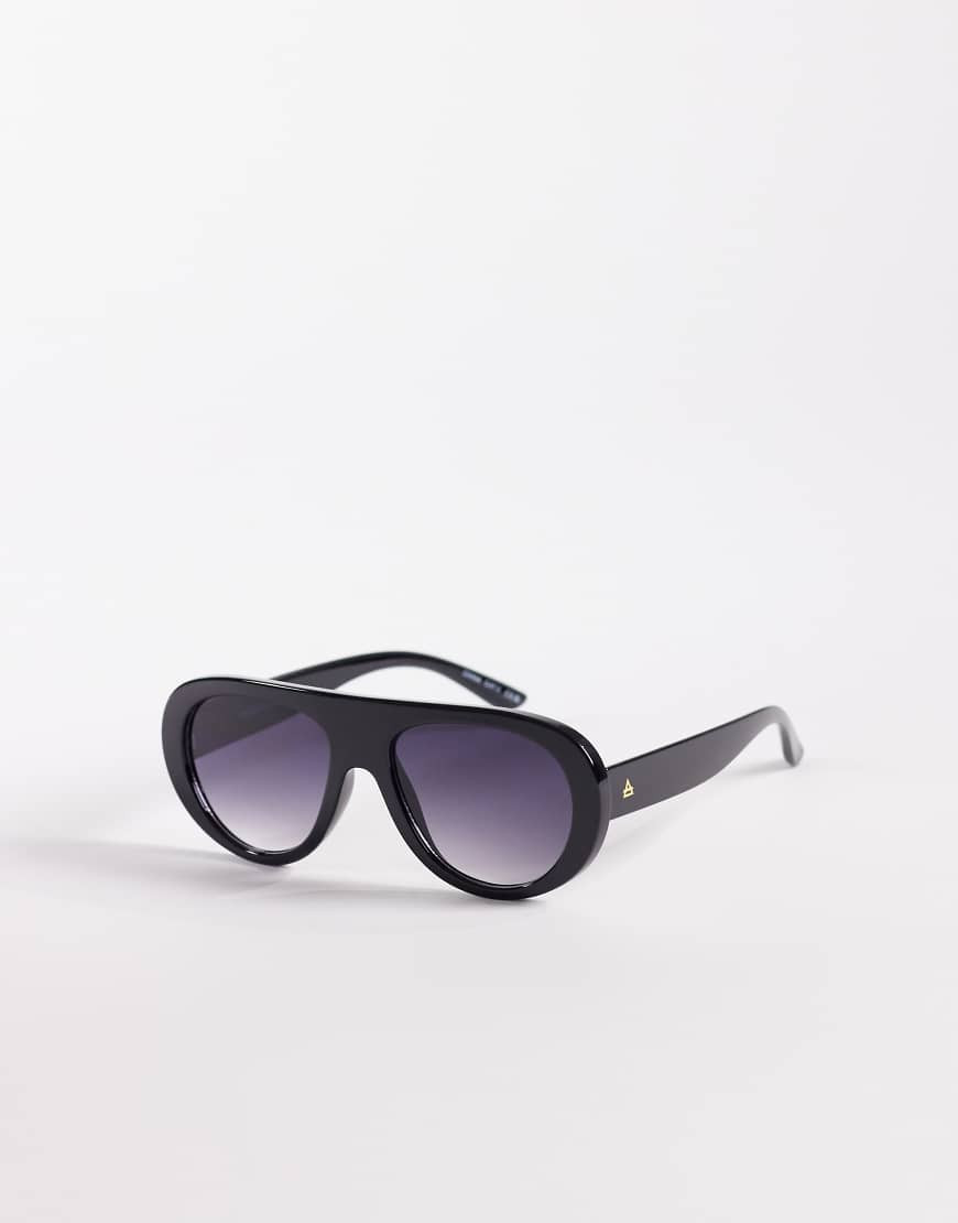 AIRE satellite shield sunglasses in black with smoke gradient lens | ASOS (Global)