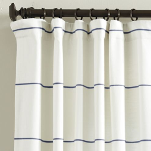 Bowen Striped Drapery Panels in Indigo with Lining & Sun Protection, Set of 2 | Ballard Designs, Inc.