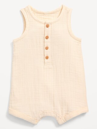Unisex Sleeveless Henley Romper for Baby | Old Navy (US)