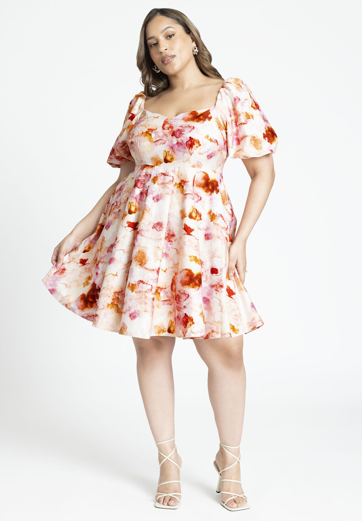 Puff Sleeve Sweatheart Mini Dress | Eloquii