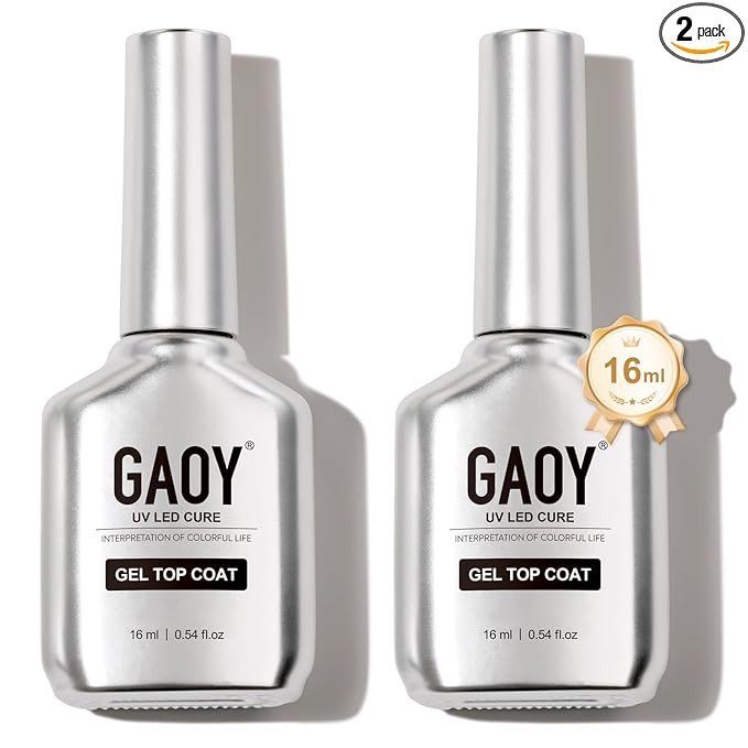 GAOY 2 Pcs 16ml No Wipe Gel Top Coat, Glassy Clear Gel Top Coat, High Gloss Finish for UV Light C... | Amazon (US)