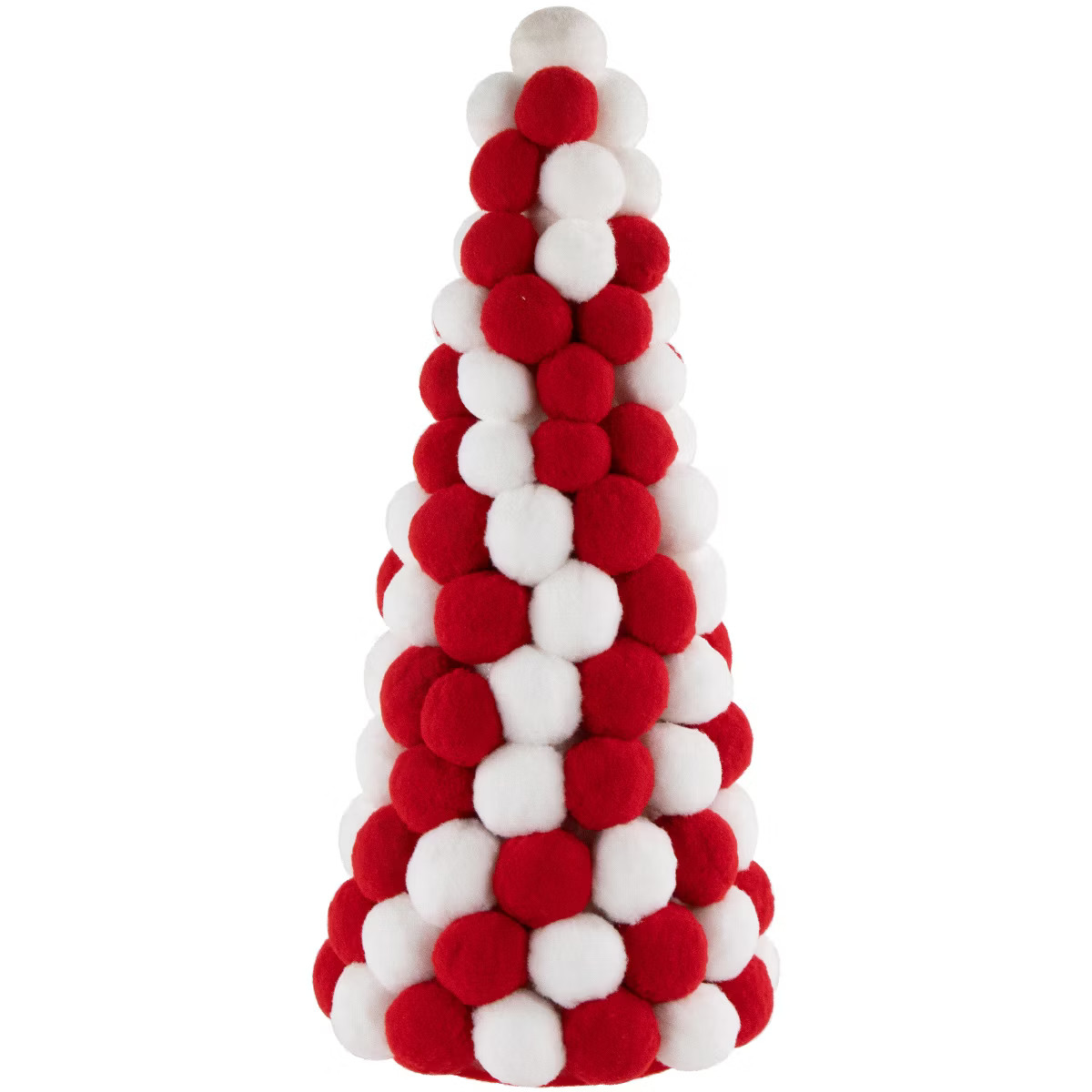 Northlight Pom Pom Cone Tree Christmas Decoration - 13" - White and Red | Target