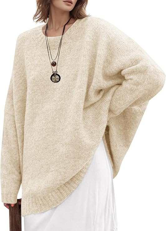 UNCLECAT Women's Oversized Sweaters Trendy Knit Sweater Tops Long Sleeve Crewneck Casual Pullover | Amazon (US)