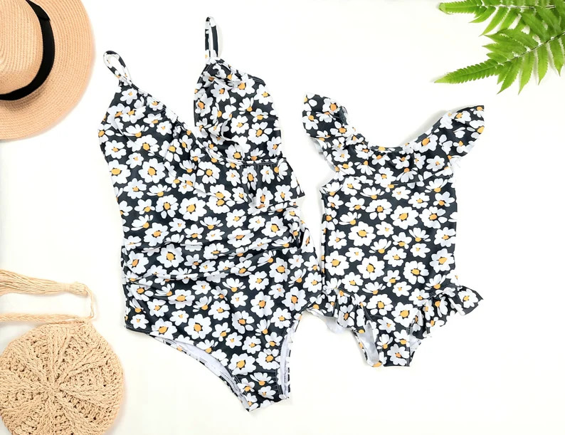Mommy and me Outfit, Daisy Swimsuit, Mommy and me Swimsuit, matching mother daughter swimsuit, ma... | Etsy (US)