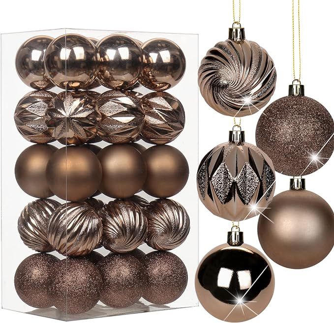 2.36" Christmas Ball Ornaments Brown 30 Pcs Small Shatterproof Christmas Tree Decorations Xmas Tr... | Amazon (US)
