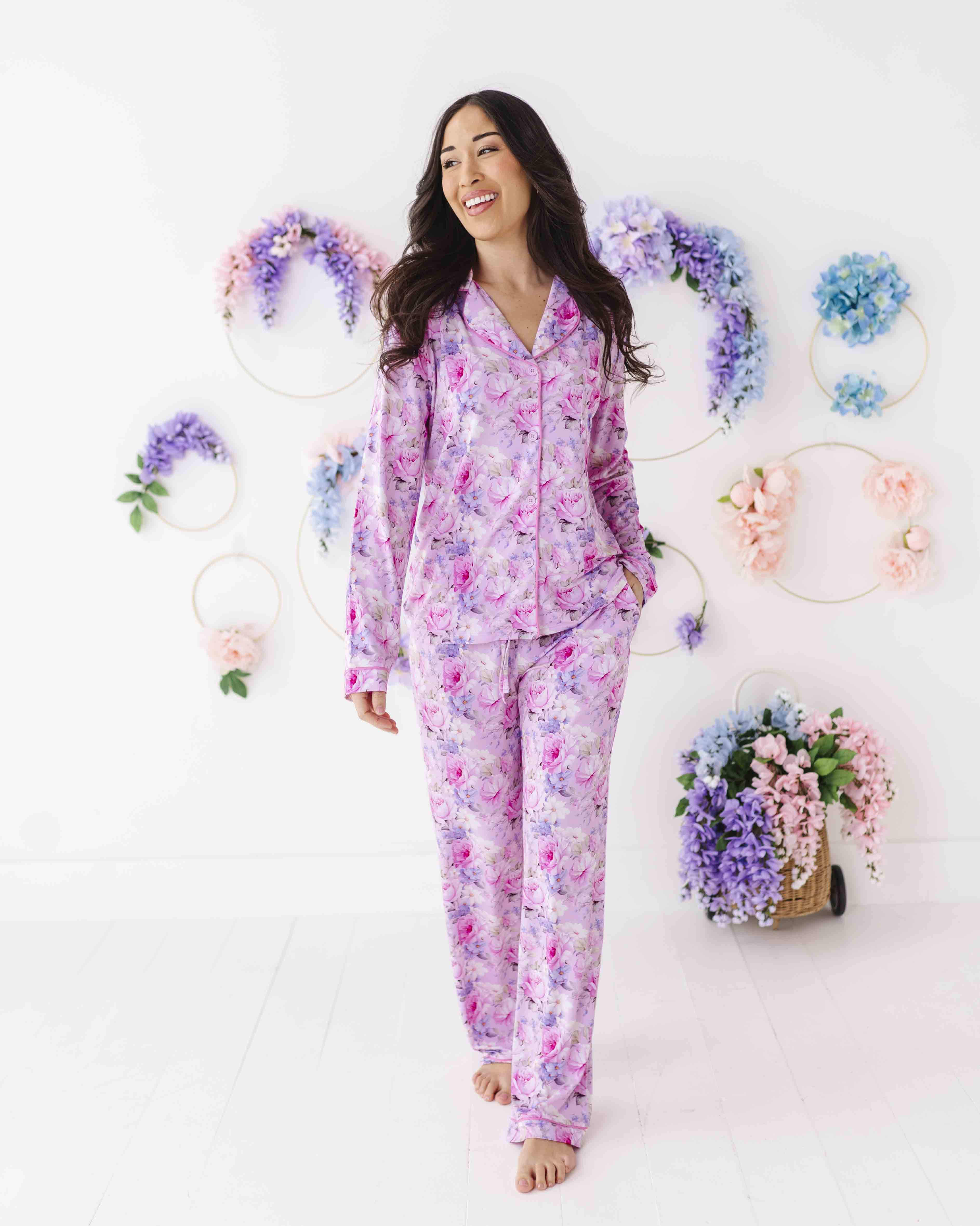 Blush in Bloom Women's Collar Shirt & Pants Set | Bums & Roses