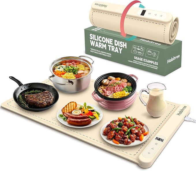 Food Warming Mat, Silicone Electric Warming Tray - 6 Heat Settings, Rollable & Portable, Upgraded... | Amazon (US)