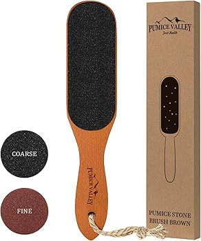 Pumice Stone Foot File - Wooden Pedicure Feet Scrubber with Handle for Callus, Dry, and Dead Skin... | Amazon (US)