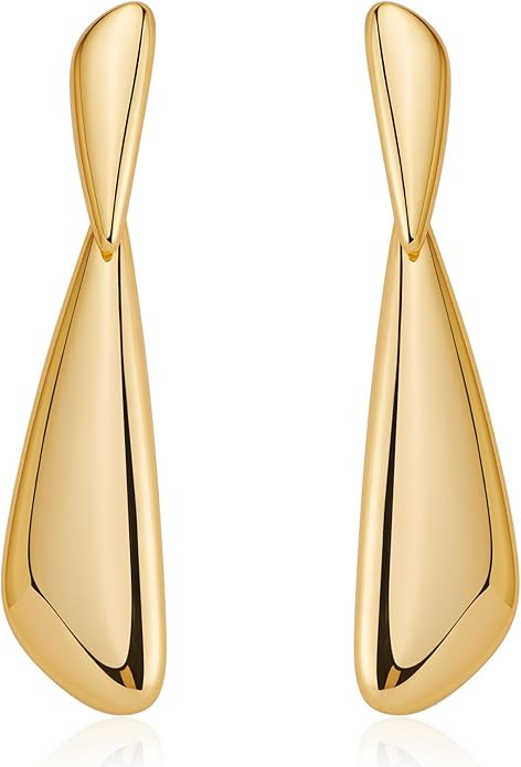 Gold Statement Dangle Earrings for Women Multiple Shapes Metal Drop Earrings | Amazon (US)