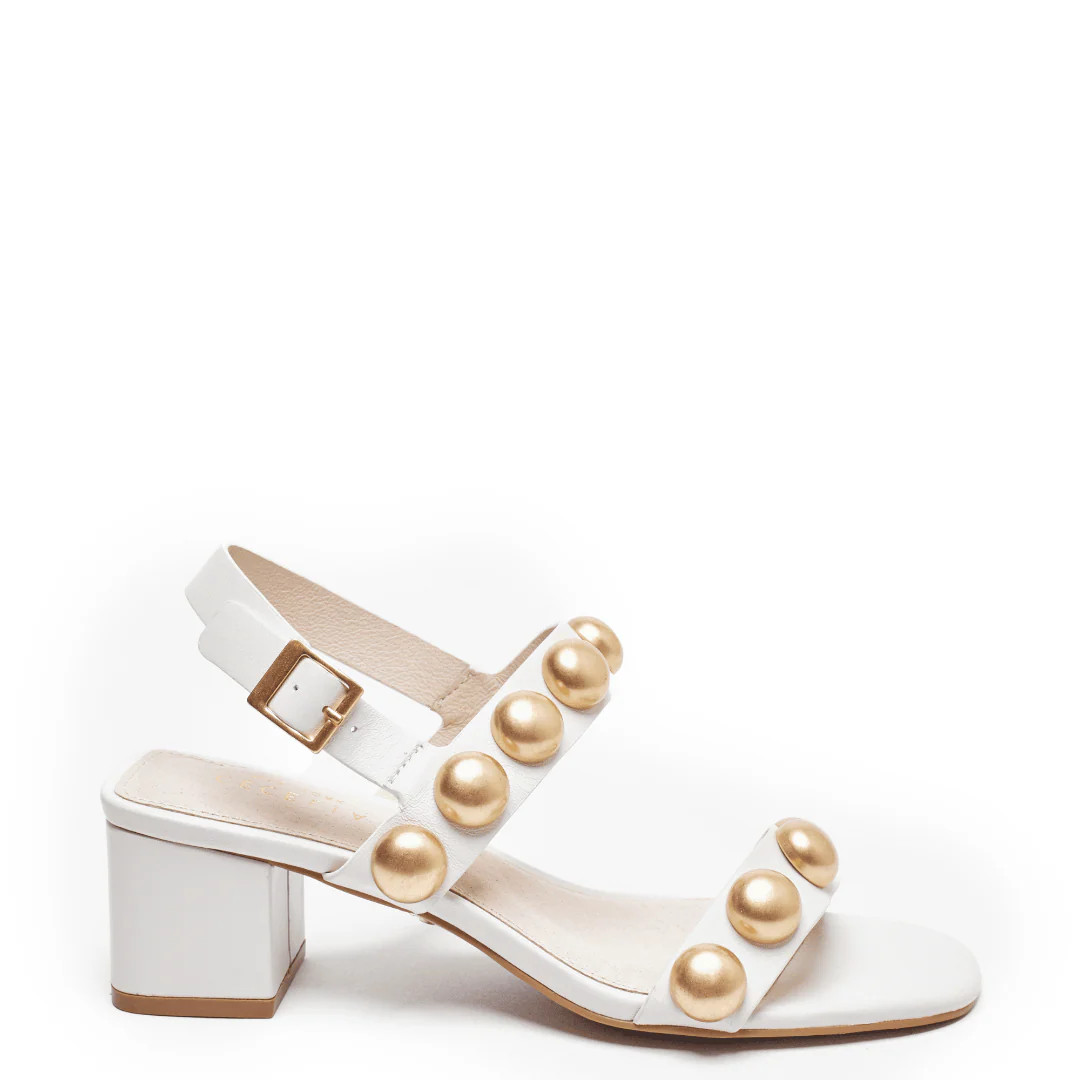 Rally Block Heel Sandal - Alabaster | Cecelia New York