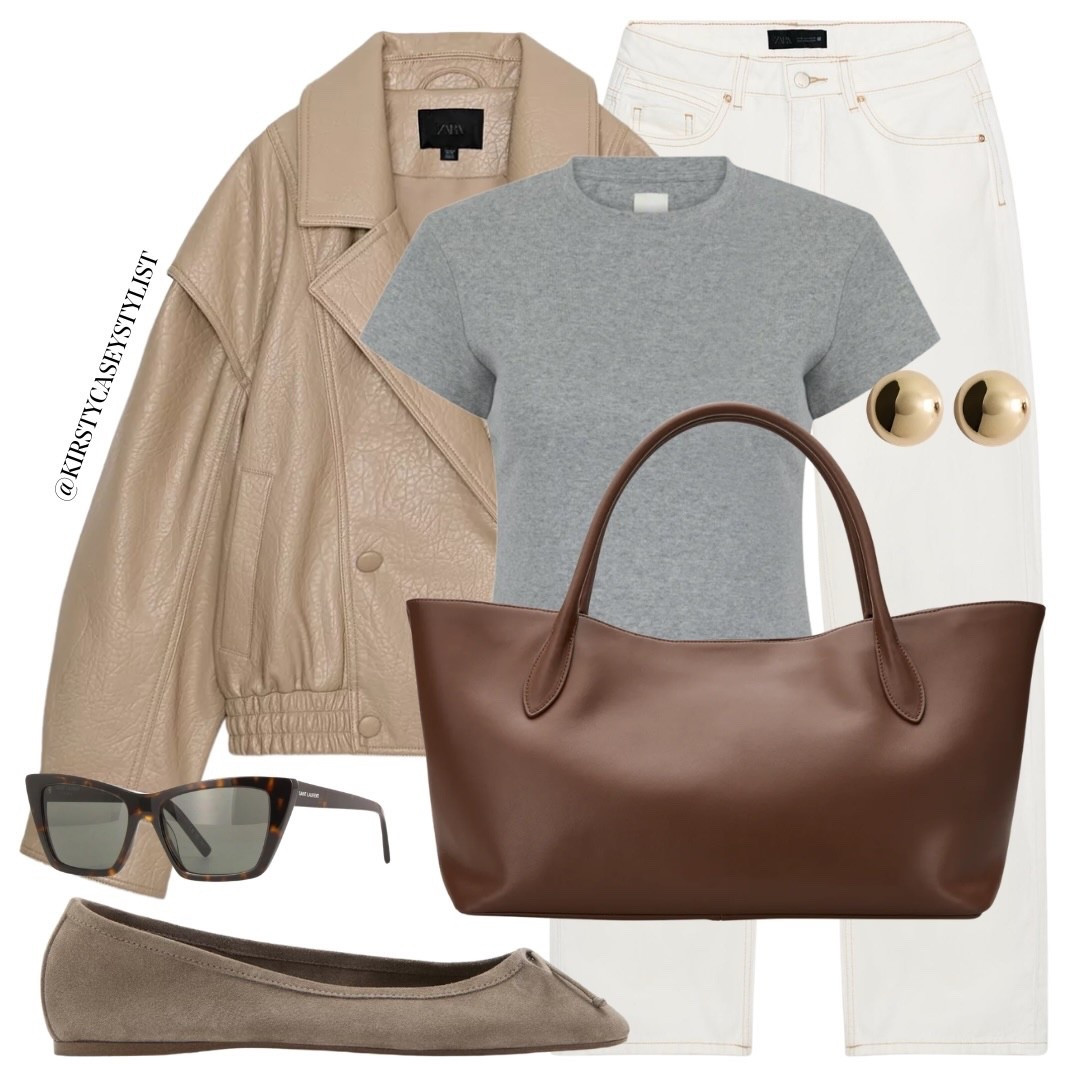 I’m ready for spring, lighter tones and warmer weather 🤍

#outfitinspo #springoutfitideas #whitejeansoutfit #leatherjacketseason #ootdinspodaily