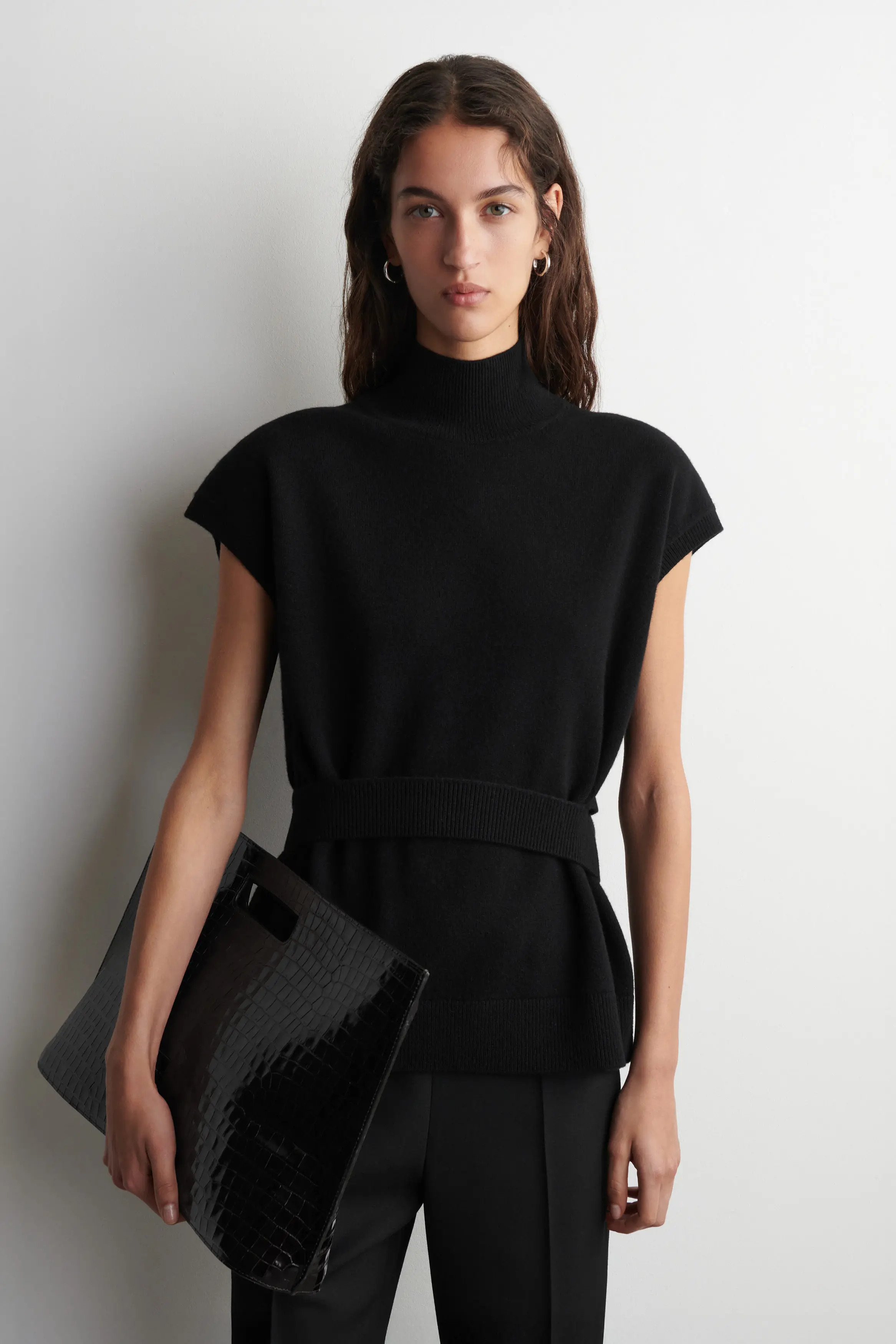 Belt-Detail Mock-Neck Wool Vest (Women) | Nordstrom | Nordstrom
